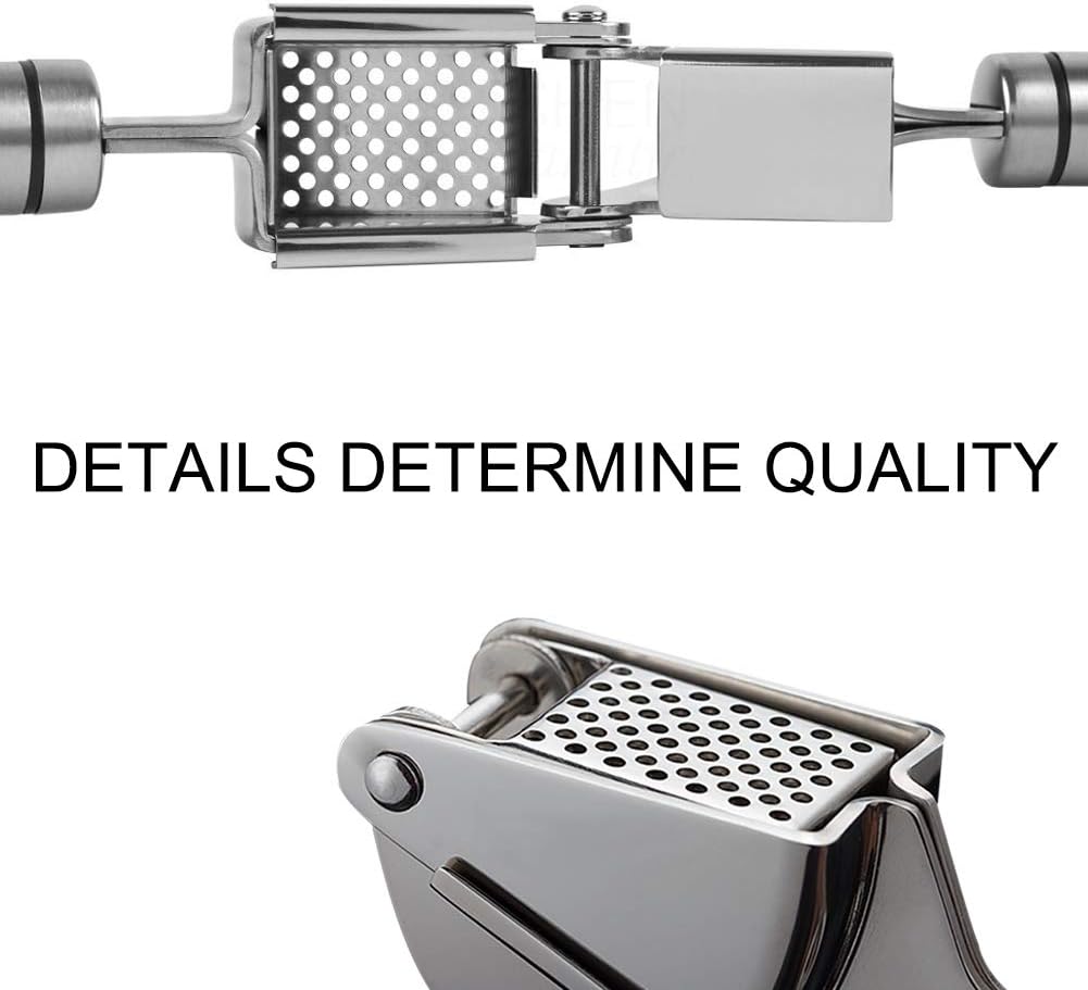 Sunkuka Premium Garlic Press Set - Large Capacity Stainless Steel Mincer, Crusher & Peeler, Ergonomic Design, Rust Roof, Easy Clean & Dishwasher Safe