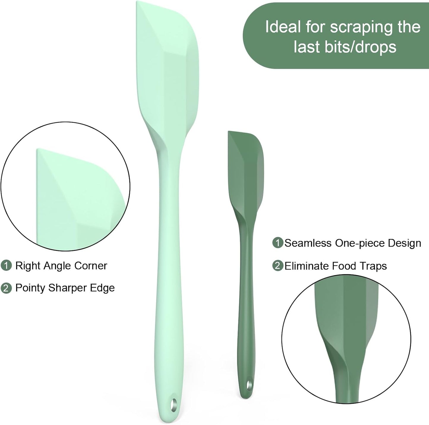 Silicone Spatula Set, Premium Spatulas Silicone Heat Resistant 2 Small & 2 Large Flexible Scraper for Nonstick Cookware, Rubber Spatula for Kitchen Mixing Baking Cooking Use, Soft Spatula - Set of 4