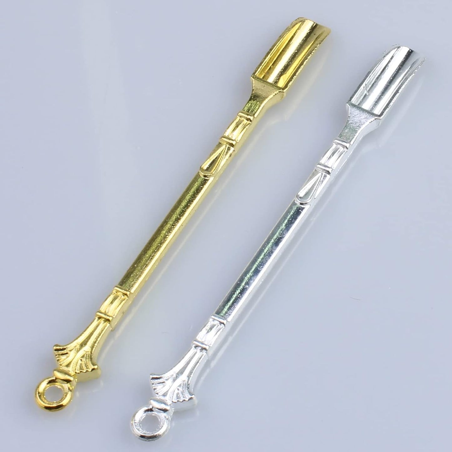 Mini Powder Medicine Scoop 2pcs Metal Shovel Spoon Shovel Scoop with Crystal for Bottle Home Supplies (Antique silver + Bronze)