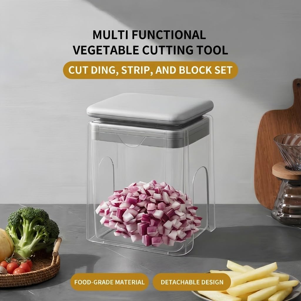 13-in-1 Vegetable Chopper with Container – Manual Veggie & Onion Food Chopper, Multifunction Vegetable Dicer for Fast Meal Prep, Kitchen Chopper with Stainless Steel Blades
