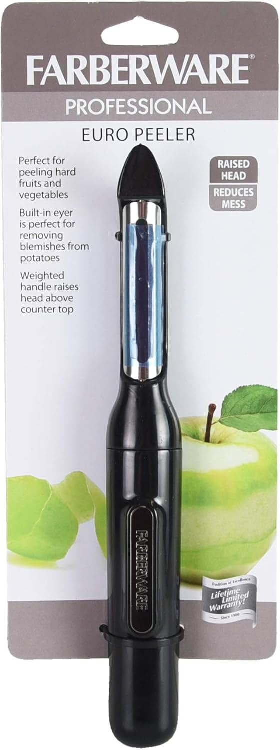 Farberware Professional Euro Vegetable Peeler with Built-in Eye Remover, Black