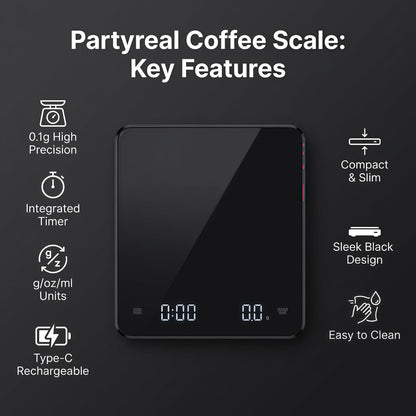 Partyreal Digital Kitchen Scale Capacity, Stainless Steel Food Scale with oz/g Units | Replaceable Battery Power | Ideal for Meal Prep, Cooking, Baking