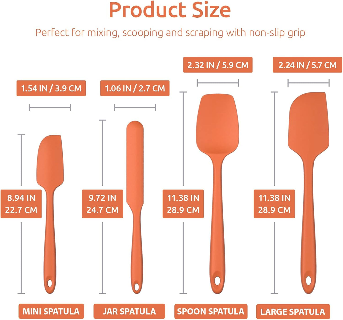 Heat Resistant Silicone Spatula Set: U-Taste 600ºF High Temp Seamless Food Grade Utensil, Flexible Rubber Silicon Kitchen Cooking Mixing Baking Scraper for Nonstick Cookware Set of 4 (Aqua Sky)