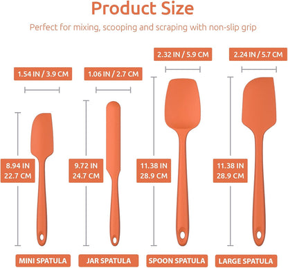 Heat Resistant Silicone Spatula Set: U-Taste 600ºF High Temp Seamless Food Grade Utensil, Flexible Rubber Silicon Kitchen Cooking Mixing Baking Scraper for Nonstick Cookware Set of 4 (Aqua Sky)