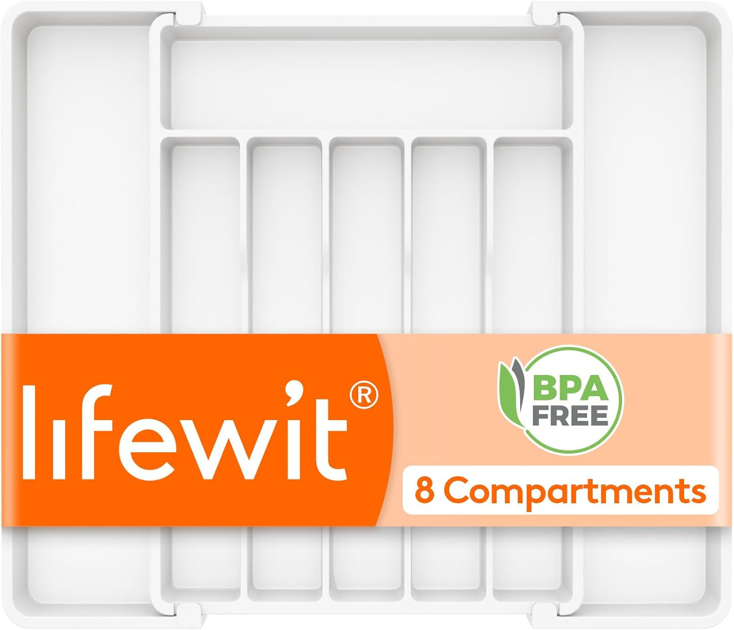 Lifewit Silverware Drawer Organizer, Expandable Utensil Tray for Kitchen, BPA Free Flatware and Cutlery Holder, Adjustable Plastic Storage for Spoons Forks Knives, 11-18 x 14", Black