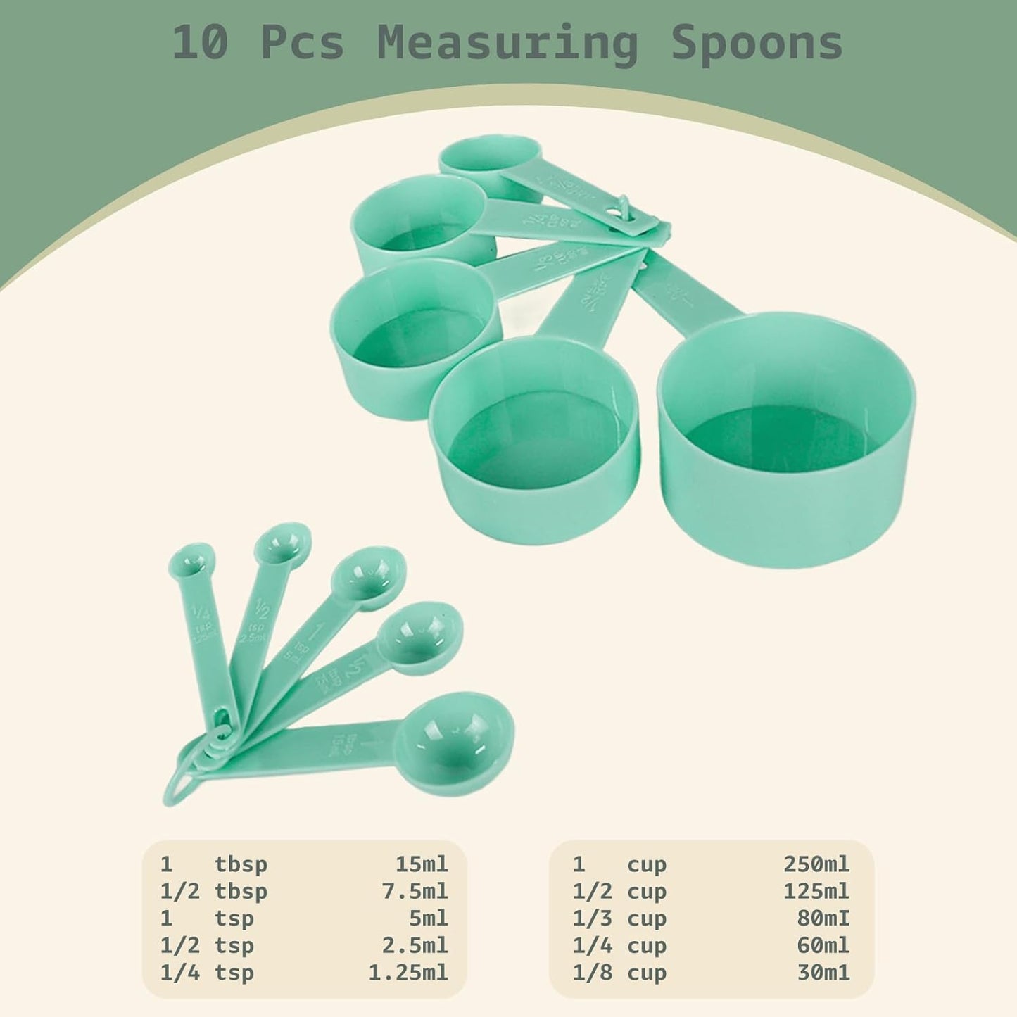 Inmorven 10pcs Measuring Cups and Spoons Set, BPA-Free Plastic Kitchen Baking Tools with Engraved Markings, Stackable Design for Dry & Liquid Ingredients (Pink)