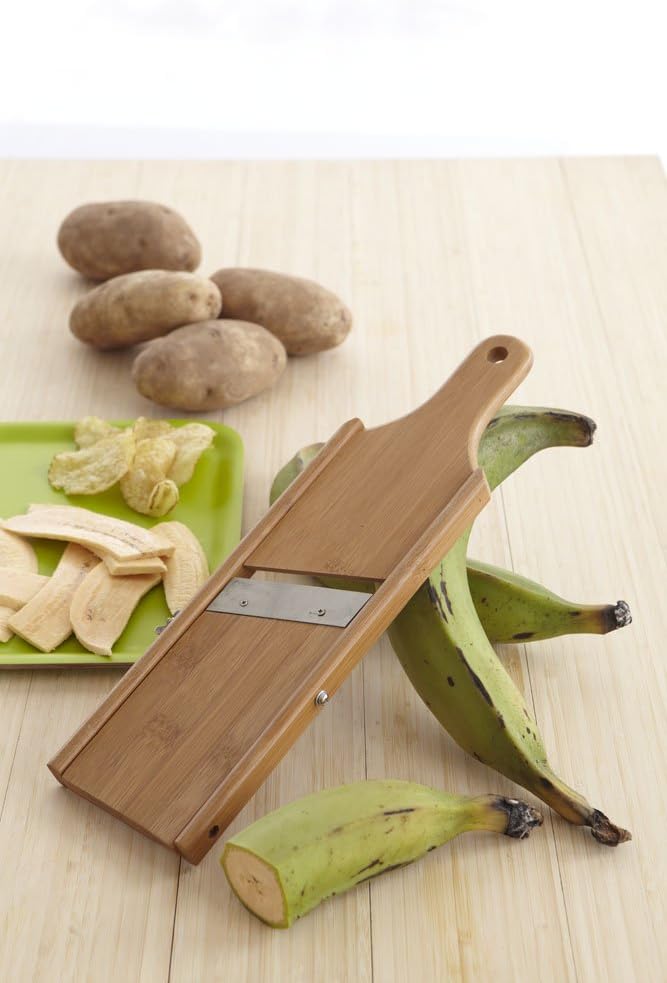 IMUSA USA Wood Plantain Slicer "Mariquitera", 13.8 x 4 x 1 inches