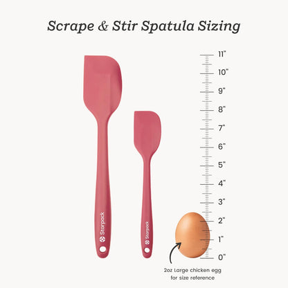 Starpack 'Scrape and Stir' Silicone Rubber Spatula Set (4-Piece) - LFGB Non Toxic, 600°F Heat Resistant, BPA-Free, One-Piece Kitchen Baking Spatulas - Dishwasher Safe for Nonstick Cookware Earthy Pink