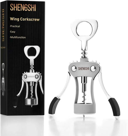 shengshi Wine Opener Zinc Alloy Premium Wing Corkscrew Wine Bottle Opener With Multifunctional Bottles Opener