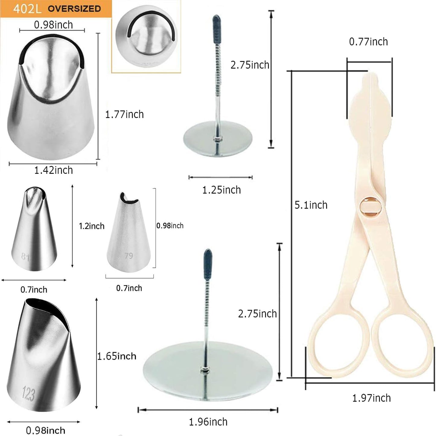 17 Pcs Large Piping Tips, Reusable Piping Bags and Tips Set - 16inch Cotton Pastry Bags & piping coupler, Stainless Steel Frosting Piping Kit & cleaning brush for cupcake,cake,cookie Decorating