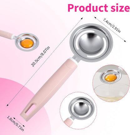 Egg Separators for Yolk, Pink Egg Separators Stainless Steel Kitchen Gadget, Long Handle Eggs Yoke Separator for Baking Cooking and Culinary Preparation