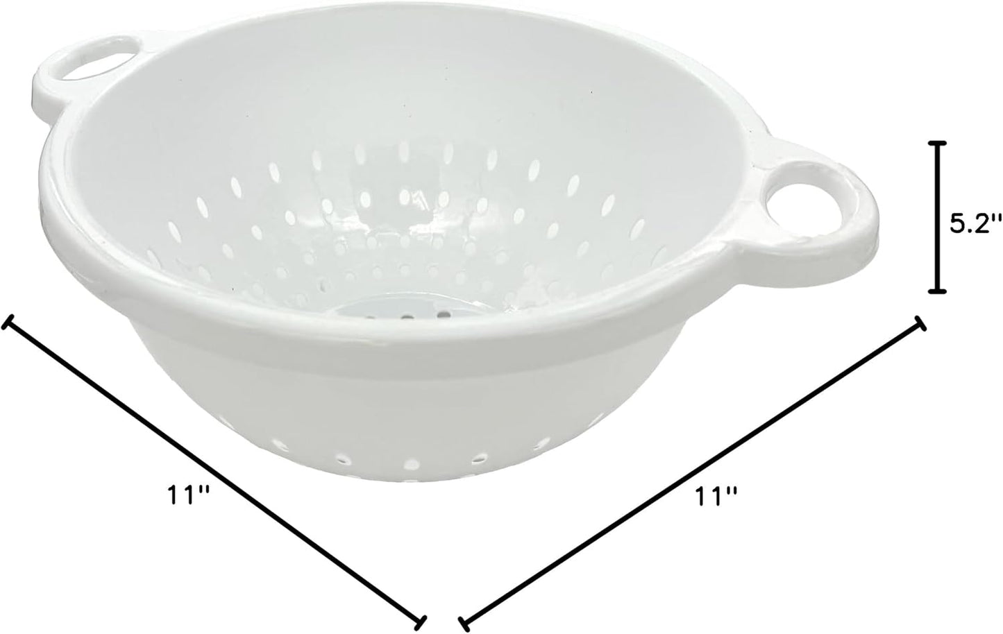 Rocky Mountain Goods White Plastic Colander Bowl with Handle - Deep 5 QT Strainer for Kitchen Vegetables, Pastas, Fruit - BPA Free - Dishwasher Safe