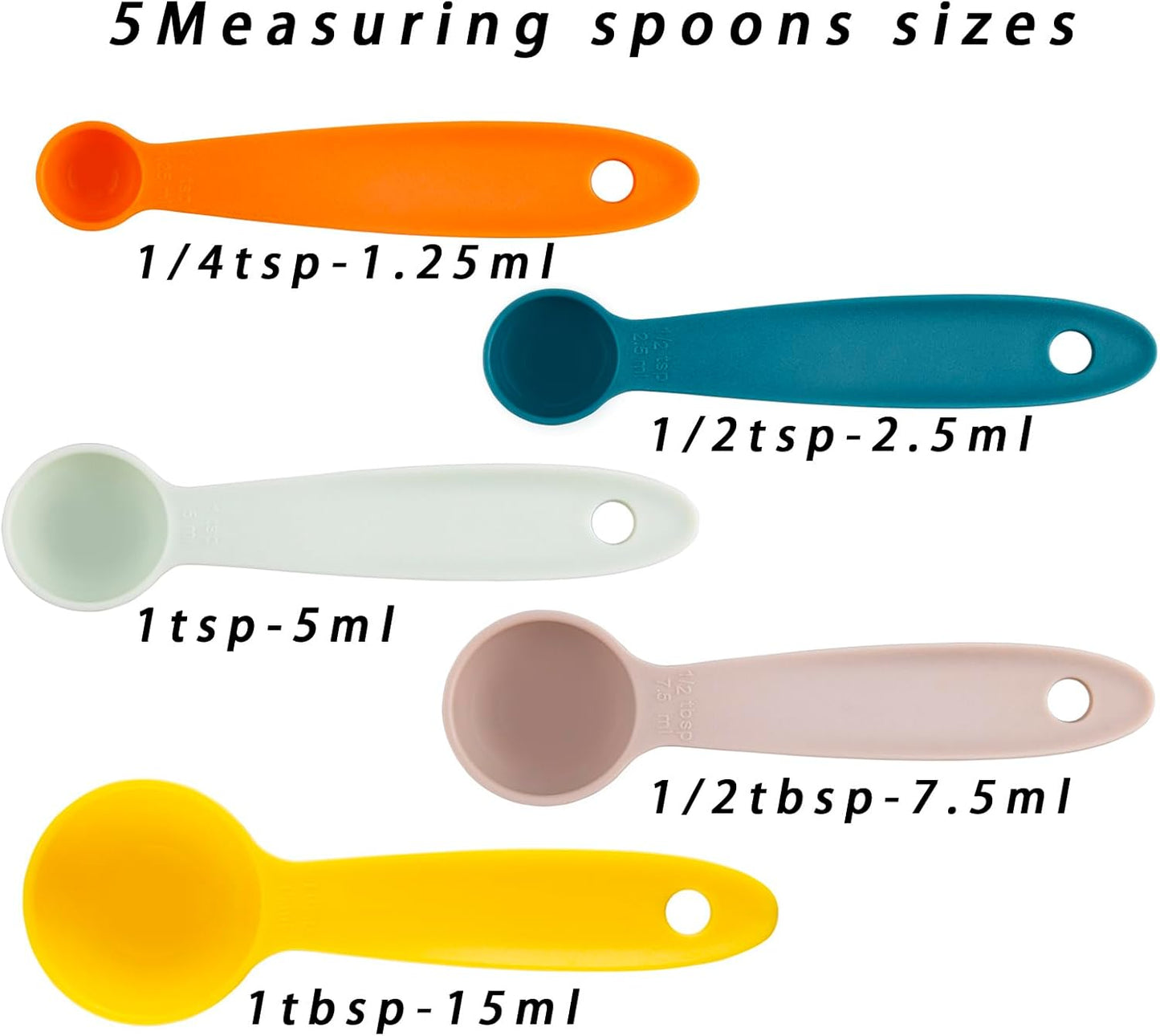 Plastic Measuring Cups and Spoons Set of 11, Kitchen Measuring Cups and Spoons Set for Dry & Liquid Ingredients, 5 Measuring Cups & 6 Measuring Spoons Set for Cooking & Baking Color Pink
