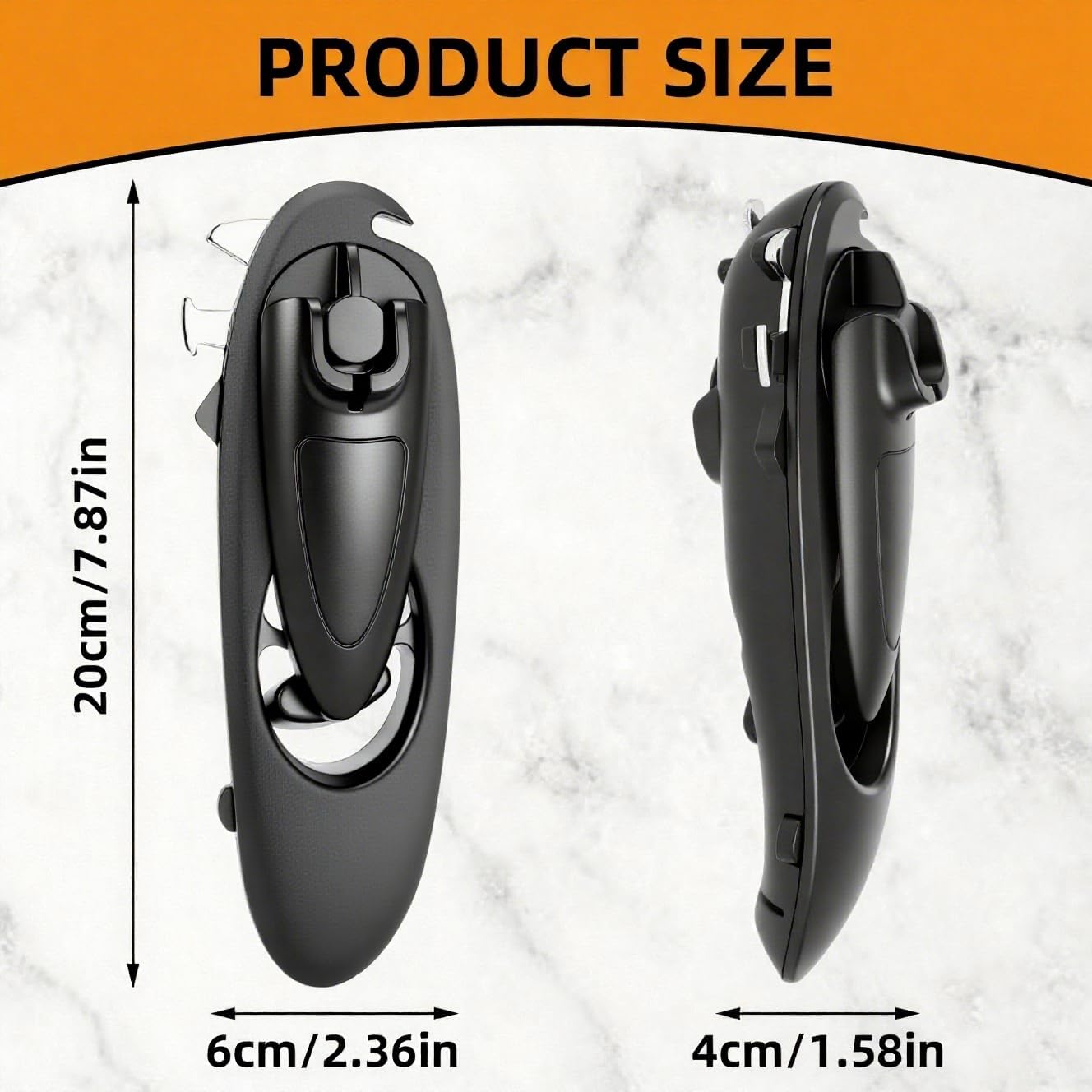 8 in 1 Multifunctional Can Opener, Black Smooth Edge Bottle Opener with Magnetic,360°Rotating Handle Can Opener Manual