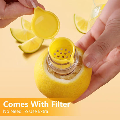 Lemon Mini Squeezer, Screw Top Lemon squeezer Juicer Mini Manual Squeezer, Portable Juicer With Lid, Squeeze Lime for Drinks, Cocktails (Yellow +Green)