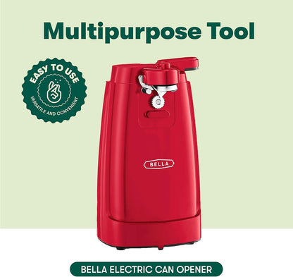 bella Electric Can Opener and Knife Sharpener, Removable Cutting Lever, Cord Storage, Stainless Steel Blade, Sage