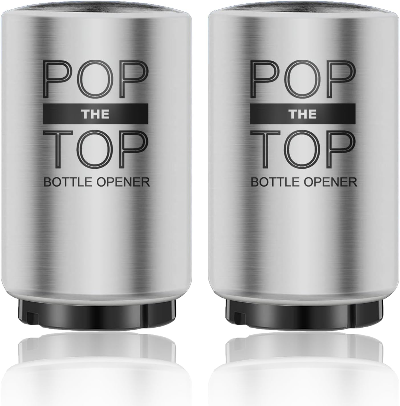 2PCS Beer Bottle Opener with Magnetic Cap, Automatic Stainless Steel One-Handed Bottle Cap Opener, Spring Loaded Push&Pop for Kitchen Home Bar Restaurant Household Utensils Destapador de Cerveza