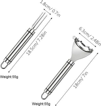 2 Pcs Stainless Steel Corn Peeler and Holder Set – Use Together for Safer Grip and Hand Protection, Easy Corn on the Cob Tool