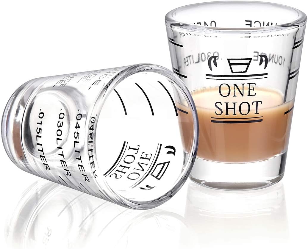 Shot Glasses Measuring cup Liquid Heavy Wine Glass Espresso Shot Glass 26-Incremental Measurement 1oz, 6 Tsp, 2 Tbs, 30ml (2 pack-black 30ml)