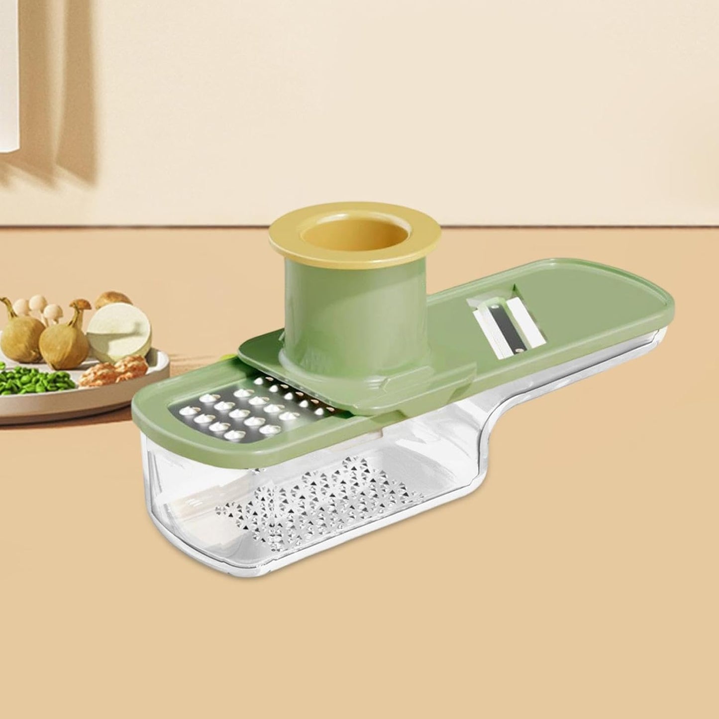 Ginger Garlic Grater Ginger Garlic Grinding Cooking W Container Multi Purpose Easy Grip Manual Kitchen Tool for Baking, Green