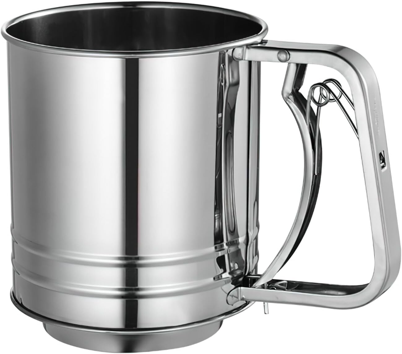 Flour Sifter for Baking, 304 Stainless Steel 5 Cup Flour Sieve Fine Mesh Screen Powder Sifters with Loop Agitator for Quick Sifting, Hand Crank Sifter for Cooking Baking Kitchen Sugar Utensil DIY