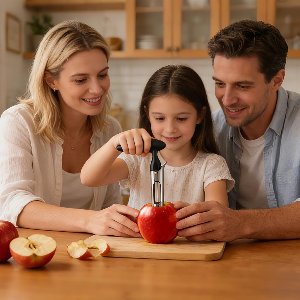 Apple Corer, Comfortable Handle and Sharp Serrated Blade Apple Core Remover, Sturdy and Easy to Use for Apple and Pear Core, Dishwasher Safe - Black