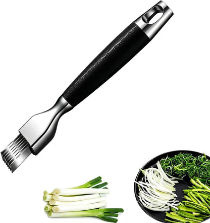 Stainless Steel Green Onion Slicer Cutter, Multifunctional Vegetable Shredder, Scallion Shred Silk Knife with Solid Handle for Garlic, Ginger, Herbs & Kitchen Meal Prep(6 Blades)