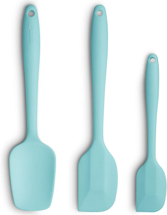 Silicone Spatulas Set Turners Tongs Cooking Utensils Set High Heat Resistant Kitchen Scraper Spatulas for Cooking Mixing Baking BPA Free Dishwasher Safe, Black