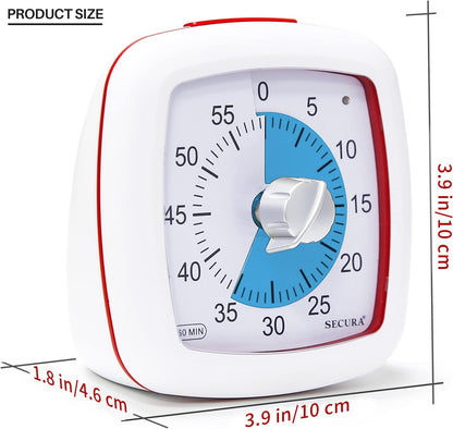 Secura 60-Minute Visual Timer, Silent Study Timer for Kids and Adults, Time Clocks, Time Management Countdown Timer for Teaching (Navy Blue & Navy Blue)