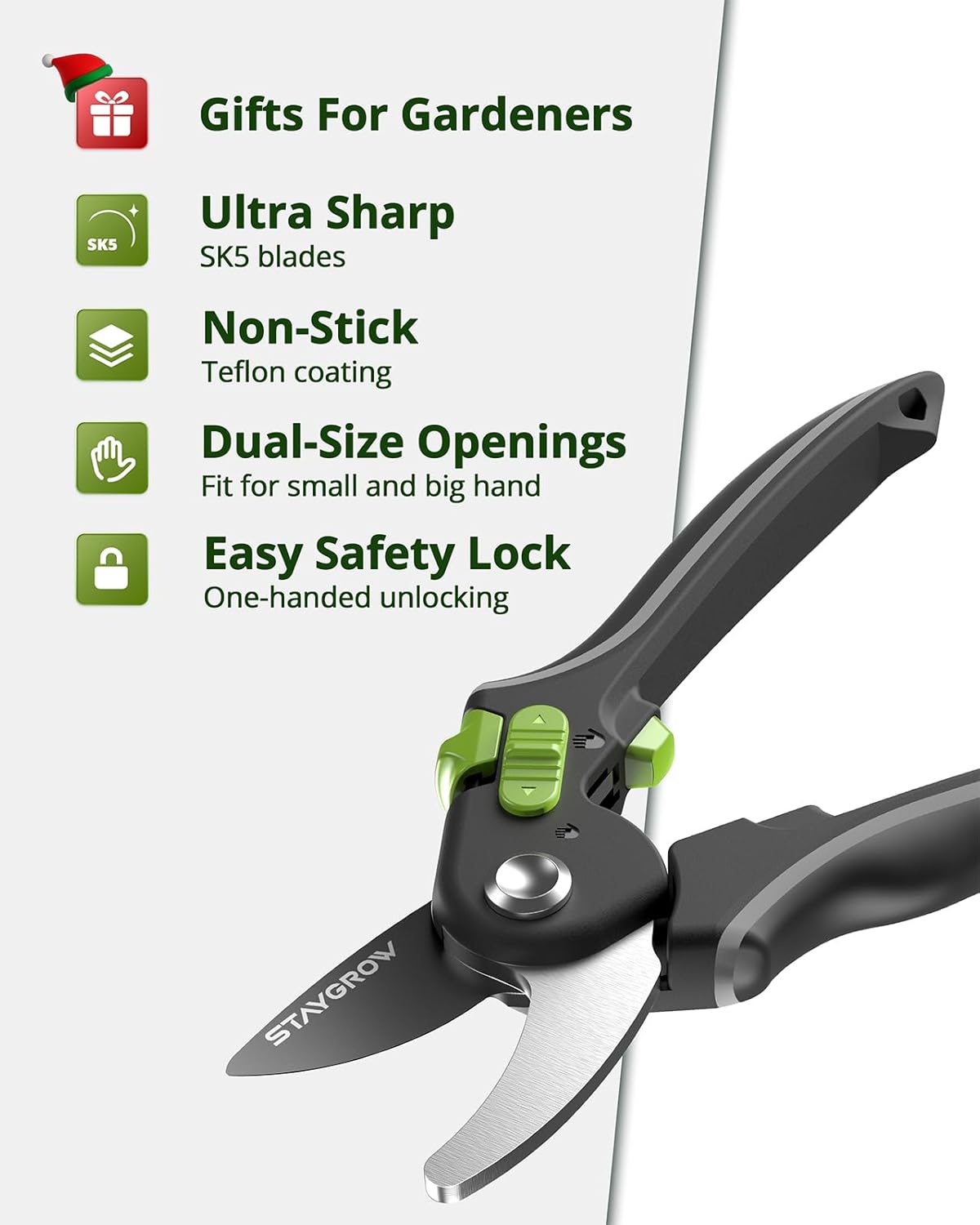 2pcs 6.5" Pruning Shears for Gardening, Ultra Sharp Garden Scissors for Precise Cuts, Stainless Steel Bonsai Clippers with Spring Loaded, 6.5 Inch Garden Shears (1pc Straight & 1pc Curved)