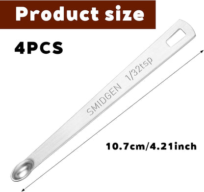 4 PCS 1/4 Teaspoon Scoop Mini Scoop Stainless Steel Mini Spoon Coffee Scoops Measuring Single Small 1/4 Teaspoon Measuring Spoon for Coffee, Tea (Silver)