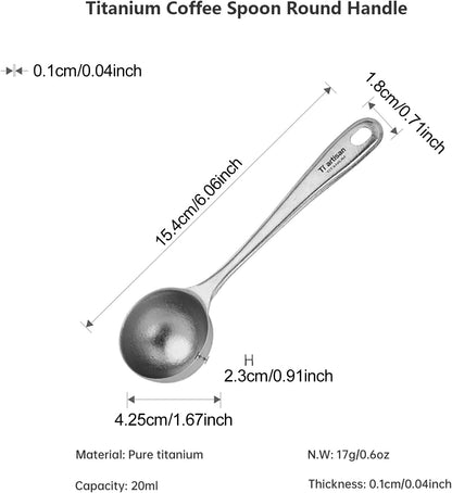 Titanium Coffee Measuring Scoop 35ml, Titanium Coffee Beans Spoon with Long Handle, Tablespoon Scooper for Ground Coffee, Loose Tea and Powder(Ice Flowers-35ml)