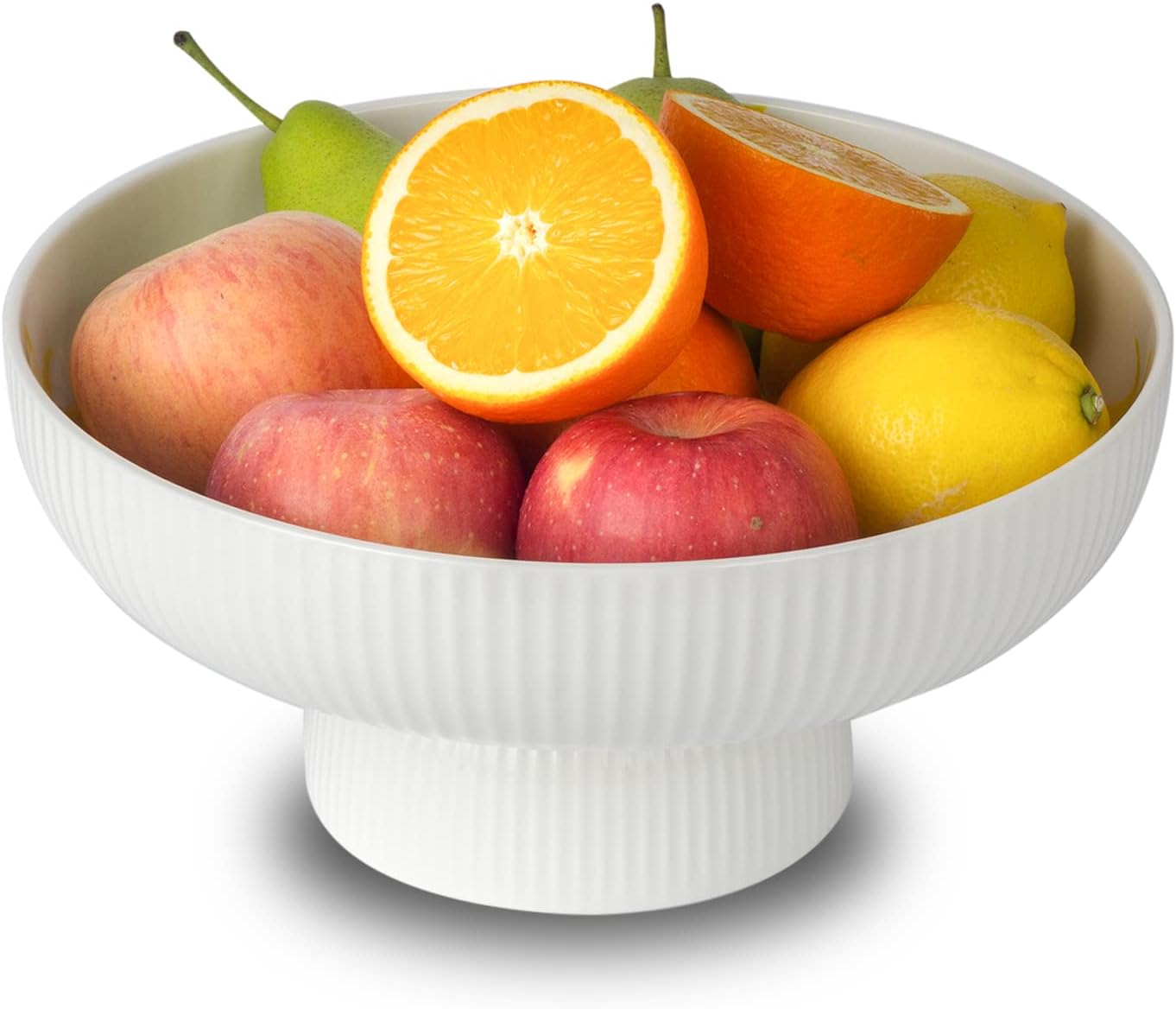 Ceramic Fruit Bowl with Draining Holes, 10" Large Fruit Basket with Multifunctional Removable Pedestal, Decorative Fruit Bowl for Table Countertop, Fruit and Vegetable Holder, Grey