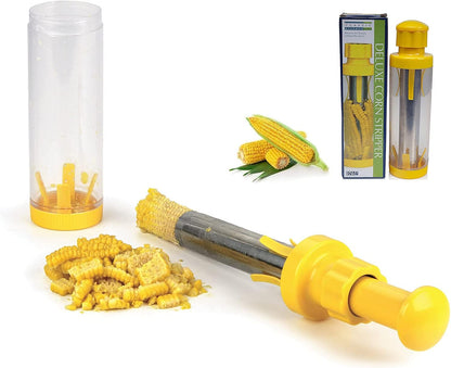 Safer Corn Thresher,Quick Corn Stripper,Stainless Steel Corn Cob Remover Cutter Corn Peeler,Removing Fresh Corn Kernels Tool,Manual Corn Threshing No Splatters,Practical Kitchen Gadgets,10.5 inch