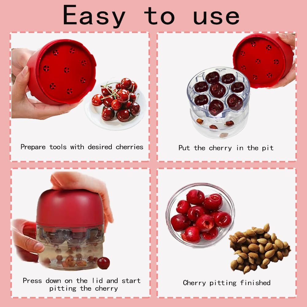 2025 Upgrade Cherry Pitter Tool，8 in 1 Cherry Seed Remover ，Quick Portable Push-Down Cherry Corer for Kitchen, Picnics