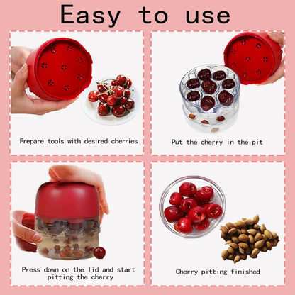 2025 Upgrade Cherry Pitter Tool，8 in 1 Cherry Seed Remover ，Quick Portable Push-Down Cherry Corer for Kitchen, Picnics
