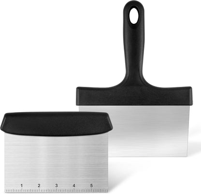 Bench Scraper,Dough Scraper,Premium Stainless Steel Dough Cutter with Measuring Scale,Multi- Purpose Food Scraper for Pastry,Cake,Pizza,Bread,Cooking