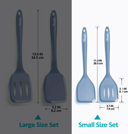 Silicone Spatula Turner Set, High Heat Resistant Spatulas with Seamless One Piece Design, Nonstick Rubber Flippers Utensils for Baking & Cooking,BPA-Free, Starry Blue,11IN