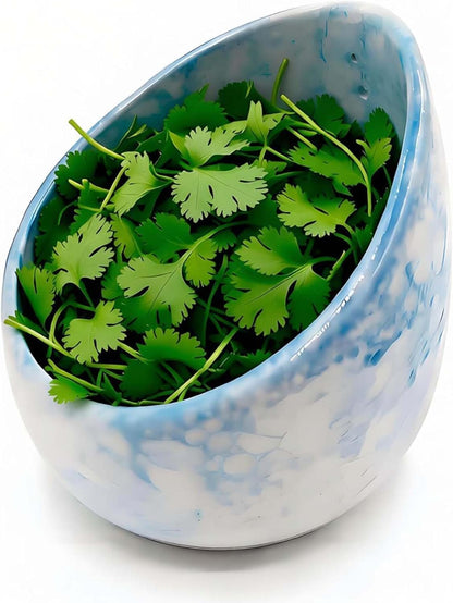 Pottery Herb Stripper Bowl Multi Size Holes Ceramic Stripping Tool Decorative Leaf Cilantro Parsley Basil Veggies Durable Kitchen Gadget