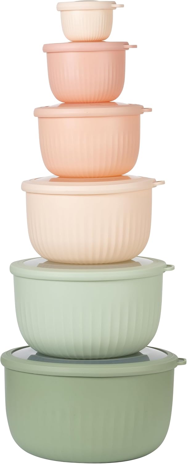 COOK WITH COLOR Prep Bowls with Lids- Wide and Deep Nesting Plastic Small Mixing Bowl Set with Lids, 8 Piece Set - Wide Bowls, Blue