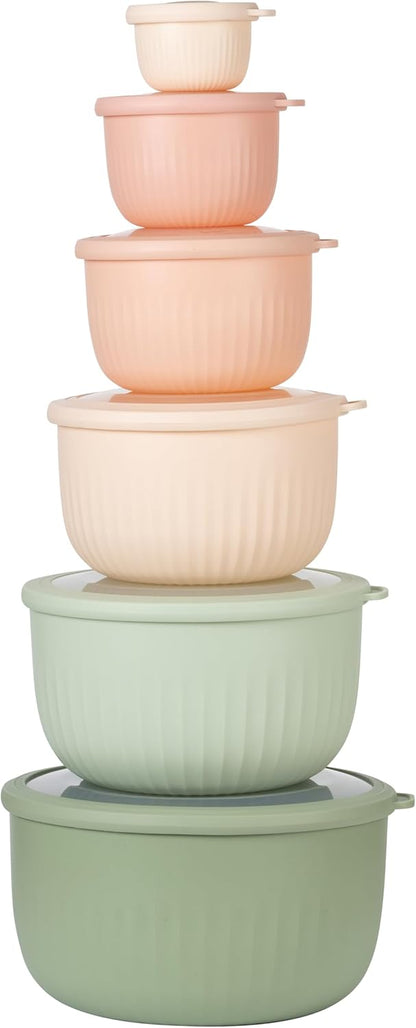 COOK WITH COLOR Prep Bowls with Lids- Wide and Deep Nesting Plastic Small Mixing Bowl Set with Lids, 8 Piece Set - Wide Bowls, Blue