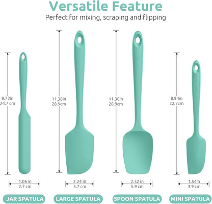 High Heat Resistant Silicone Spatula: U-Taste 600ºF Hot-Proof Food Grade Rubber Kitchen Baking Scraper, Flexible and Sturdy Cooking Utensil for Mixing Scraping in NonStick Cookware (4PCS, Multicolors)