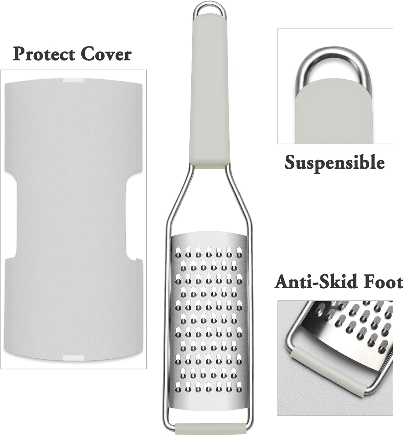 Cambom Lemon & Citrus Zester, Cheese Graters with Stainless Steel Sharp Blade for Parmesan Cheese, Ginger, Garlic, Nutmeg, Chocolate, Vegetables, Fruits, Dishwasher Safe Shredder Fine Blade