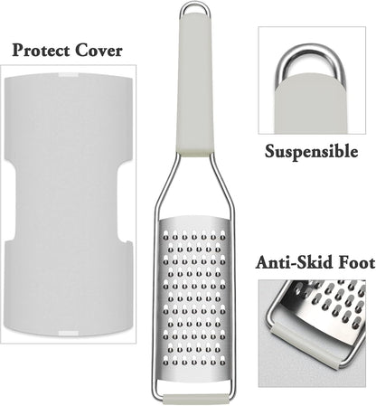 Cambom Lemon & Citrus Zester, Cheese Graters with Stainless Steel Sharp Blade for Parmesan Cheese, Ginger, Garlic, Nutmeg, Chocolate, Vegetables, Fruits, Dishwasher Safe Shredder Fine Blade