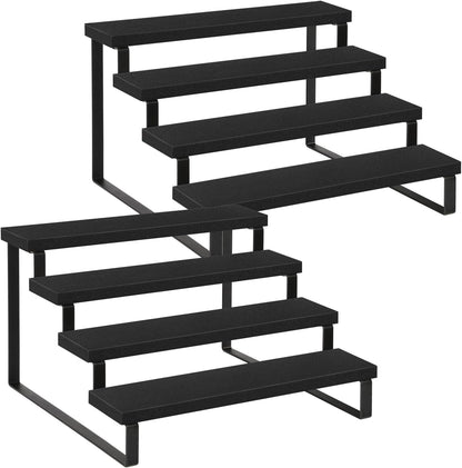 YINMIT Wooden Display Riser Stand, Tiered Perfume and Cologne Organizer Stand, 4 Tier Spice Rack Organizer, Rustic Display Shelf for Candles (4 Tier)