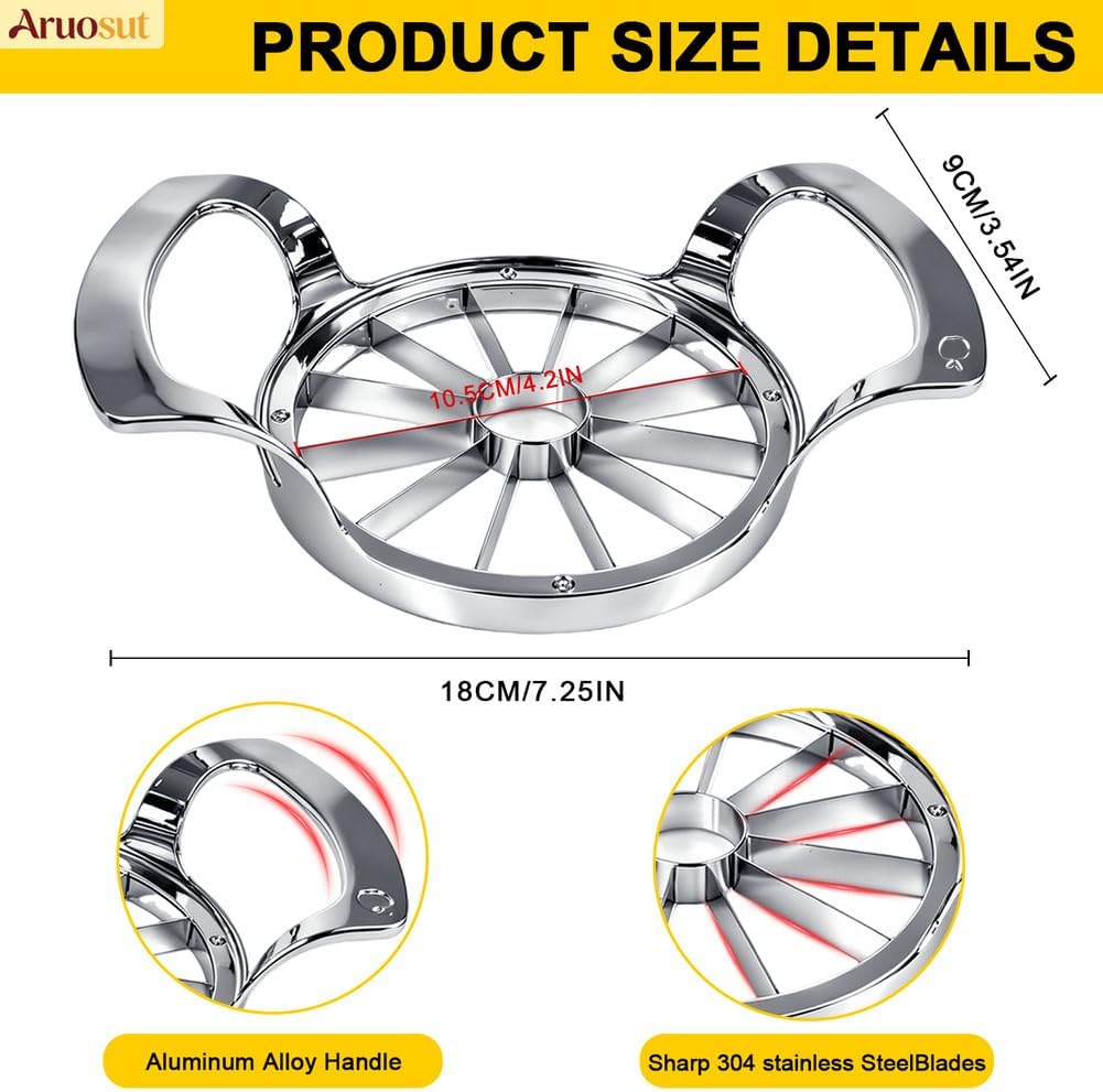 Apple Slicer, 12 Blade Extra Large Stainless Steel Apple Cutter, Heavy Duty Slicer and Corer Tool for Kitchen, Easy to Use