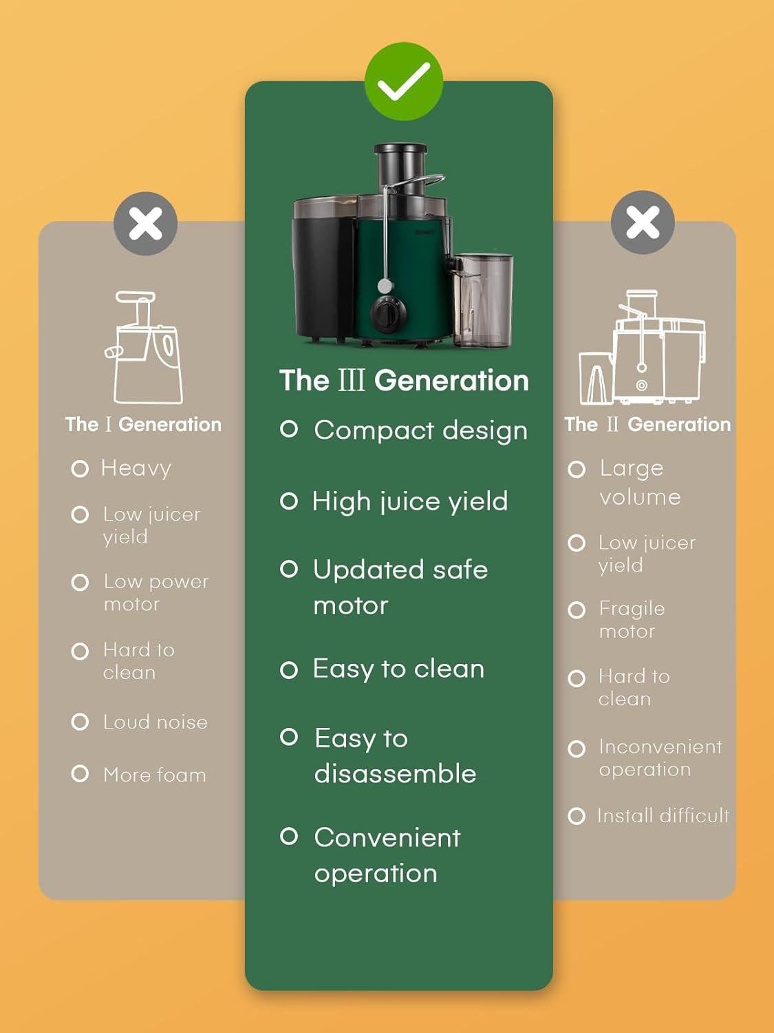Juicer Machines, HOUSNAT Juicer Whole Fruit and Vegetables with 3-Speed Setting, 400 W Motor Quick Juicing Ideal for Beginners & Light Daily Use, Cleaning Brush and Juicing Recipe Included