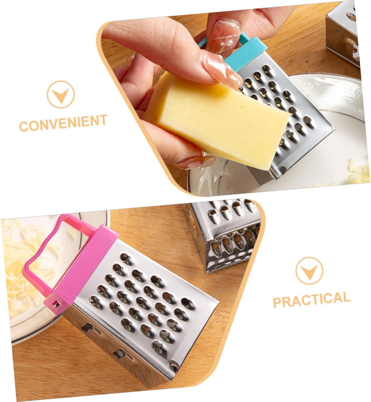 PRETYZOOM Mini Stainless Steel Cheese Grater Box with Non-Slip Handle Multipurpose Hand Grater for Cheese Garlic Ginger and Vegetable Slicing Compact 2.63 Inch Kitchen Shredder Set of 30