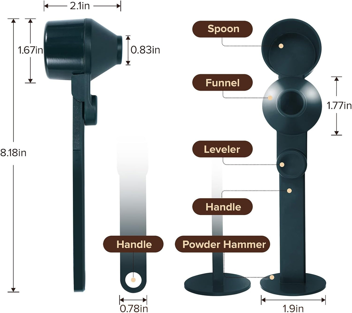 Coffee Scoop 2Tbsp & 51mm Espresso Tamper - BPA-Free PCTG Scoop Funnel, Fits K-Cups, Precise Measuring for Coffee/Protein/Powder/Hot Cocoa & Formula Dispensers (Black 1Pack)