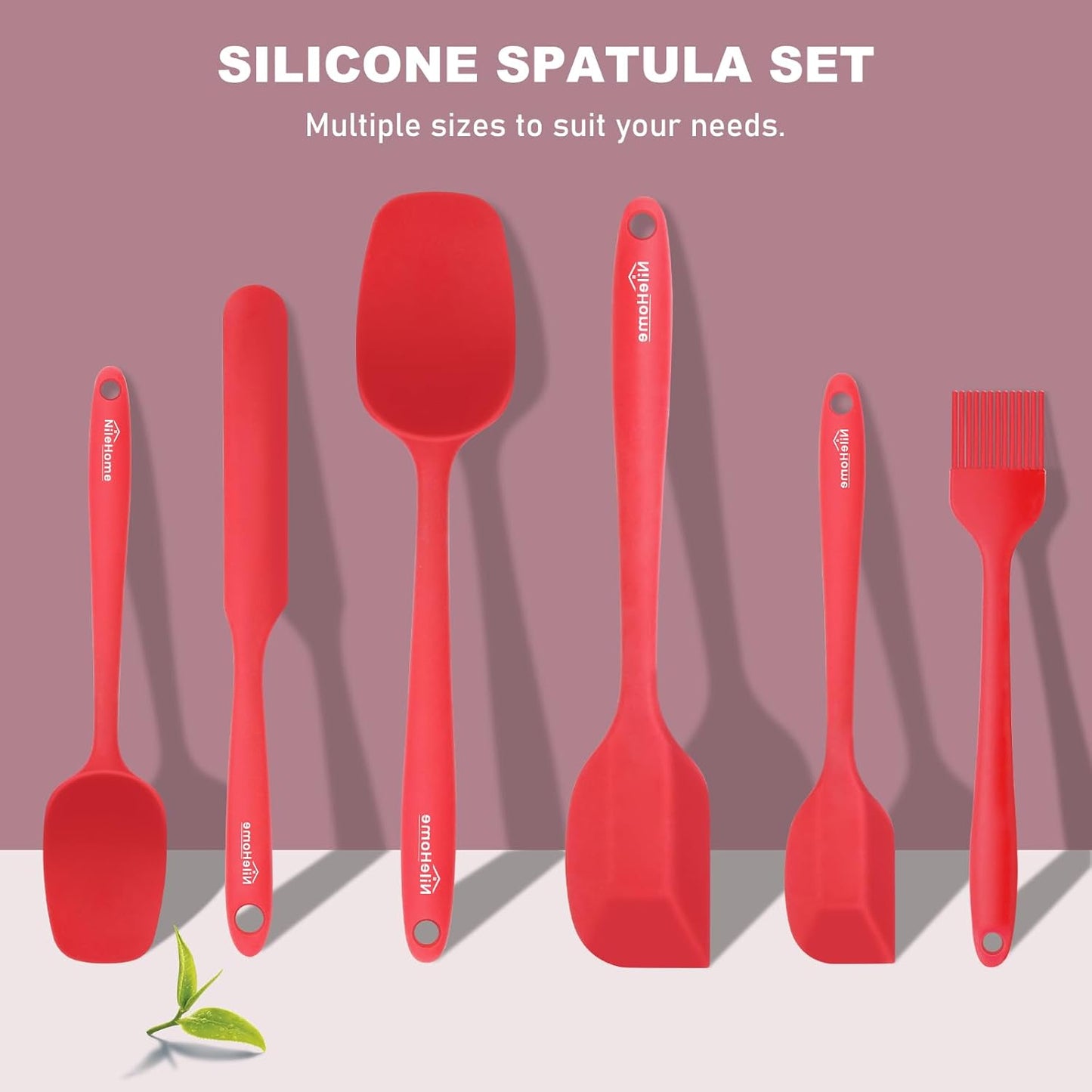 NileHome Silicone Spatula Set, 5 Pieces Food Grade Kitchen Utensils with Silicone Brush Heat Resistant BPA-free Rubber Spatula for Scraping, Baking, Cooking, Mixing—Black